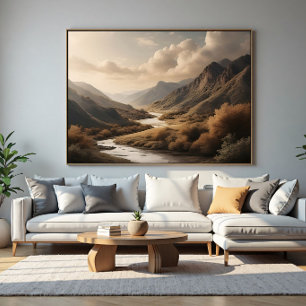 Poster Paisagem do Vale do Rio da Montanha da Hora Dourad