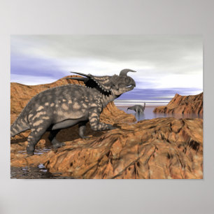 Poster Paisagem dos dinossauros - renderização 3D
