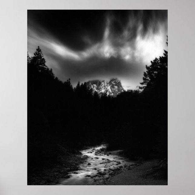 Poster Paisagem dramática das montanhas e dos rios (Frente)