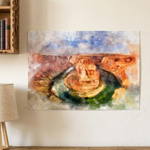 Poster Paisagem em Aquarela de Horseshoe Bend no Grand Ca