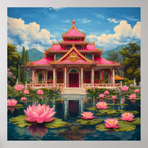 Poster paisagem em estilo chinês