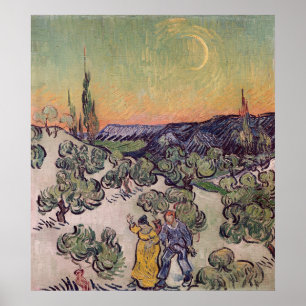 Póster Paisagem enluarada de Vincent van Gogh , 1889