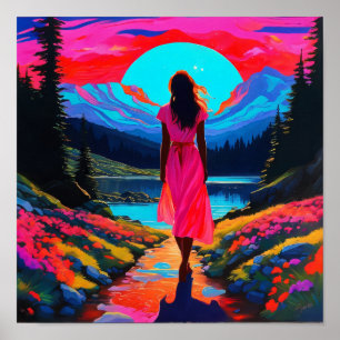 Poster Paisagem Escocesa Psicodélica