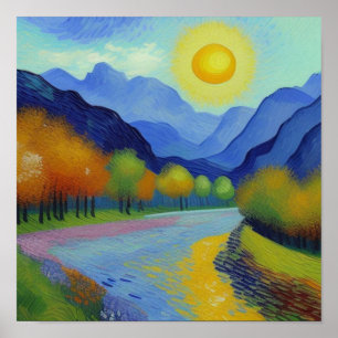 Poster Paisagem estilo Van Gogh