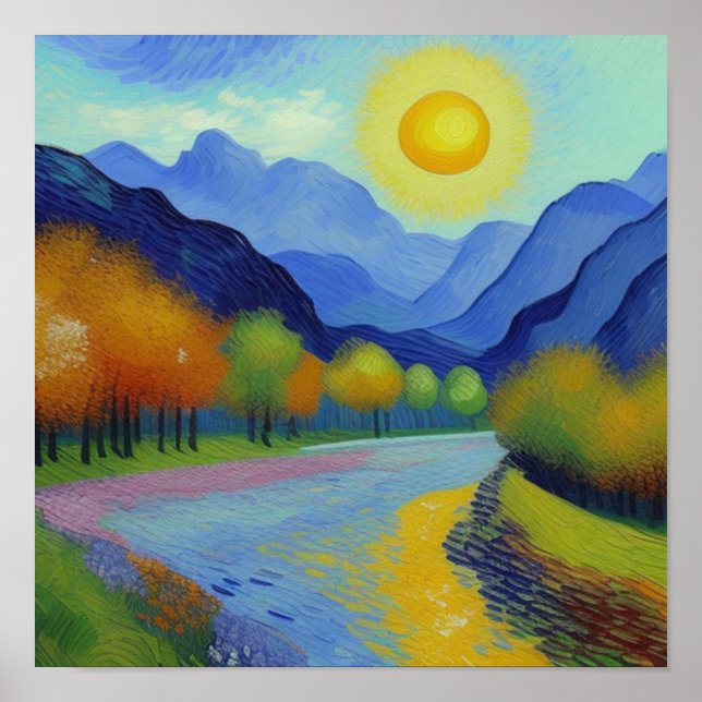 Poster Paisagem estilo Van Gogh (Frente)