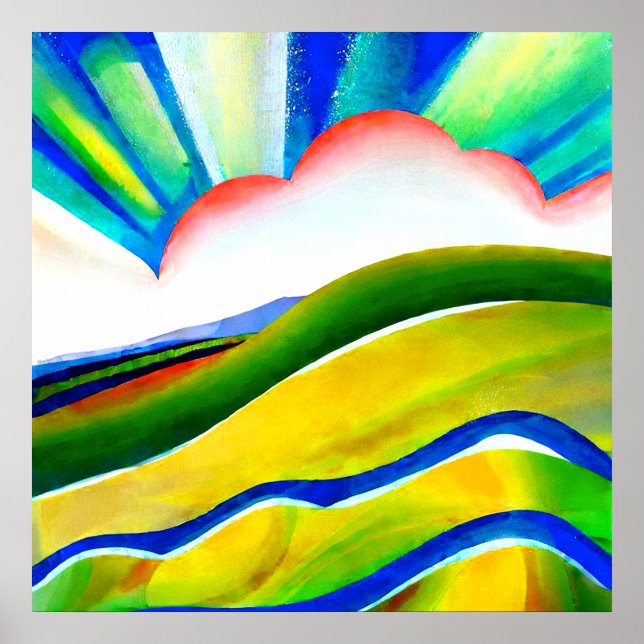 Poster Paisagem Explosão de Cores Arco-íris (Frente)