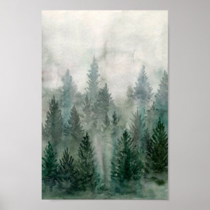 Poster Paisagem florestal com neblina