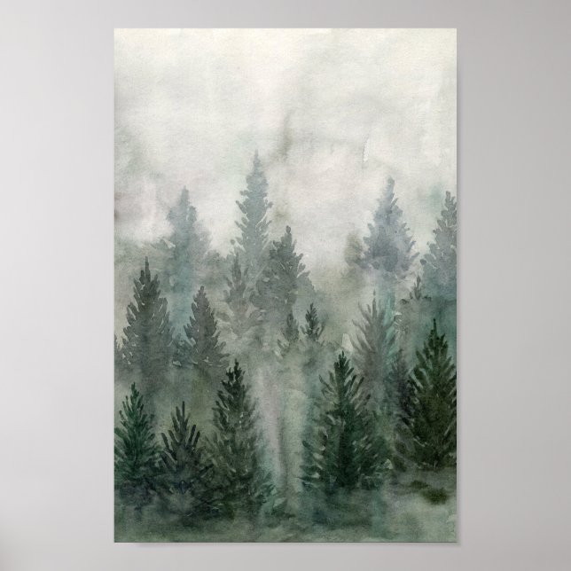 Poster Paisagem florestal com neblina (Frente)