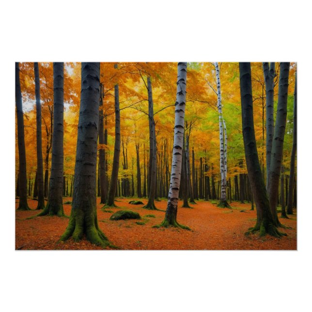 Póster Paisagem Florestal de Outono (Frente)