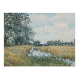 Póster Paisagem fluvial perto de Ruas. Ives, Huntingdonsh