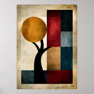 Poster Paisagem Geométrica Abstrata Zen Japonesa Arte de