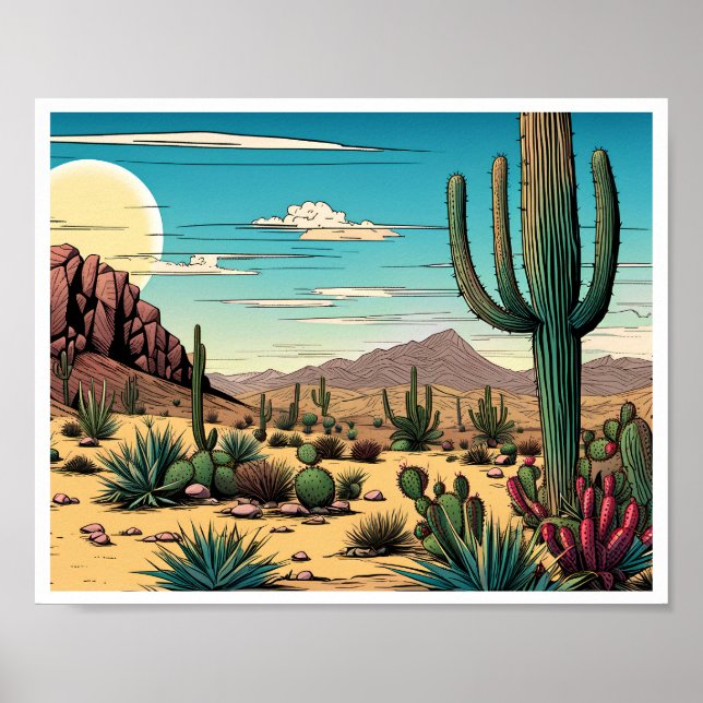 Poster Paisagem Gráfica Desert Butte Mesa (Frente)