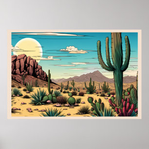 Poster Paisagem Gráfica Desert Butte Mesa