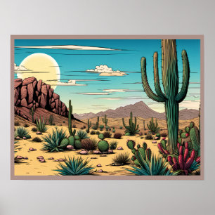 Poster Paisagem Gráfica Desert Butte Mesa