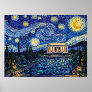 Poster Paisagem Histórica Noturna Estrelada do Memorial L