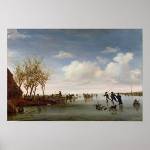 Póster Paisagem holandesa com patinadores
