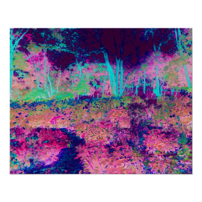 Póster Paisagem Impressionista Roxa e Rosa Quente (Frente)