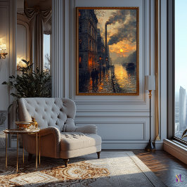 Poster Paisagem industrial ao estilo impressionista sunse