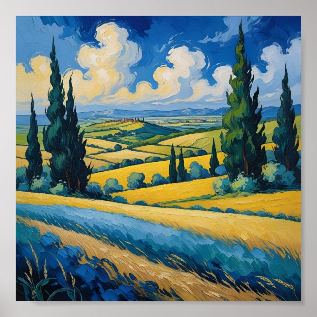Poster Paisagem inspirada pelo Van Gogh (Frente)