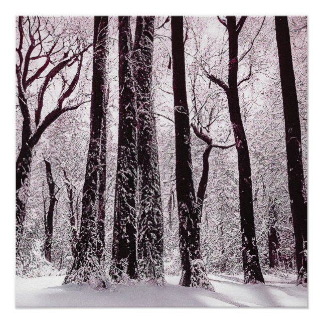 PÓSTER PAISAGEM INVERNAL NEVADA DE FLORESTAS (Frente)