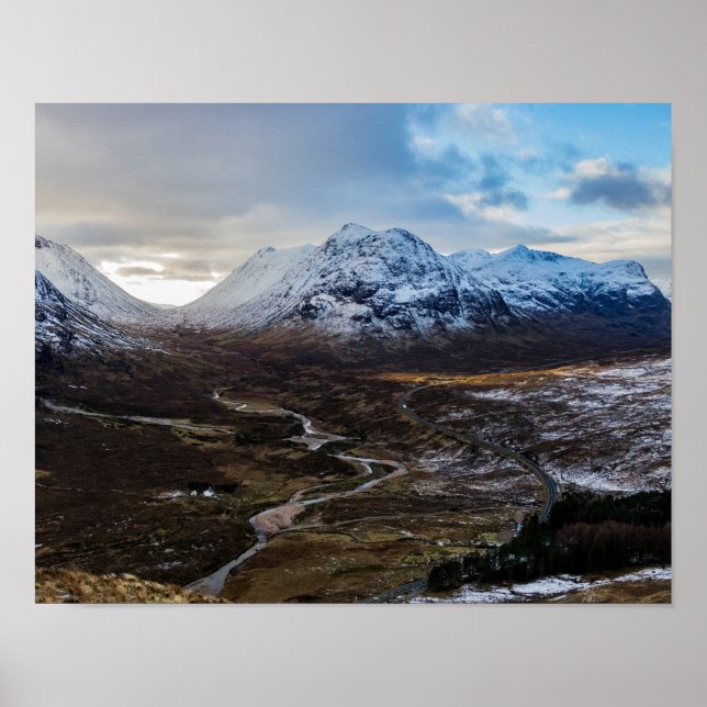 Poster Paisagem Inverno Lairig Gartain Glen Coe Scotland (Frente)