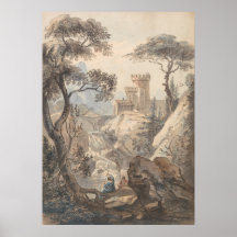 Paisagem Italiana com Castelo - Paul Sandby