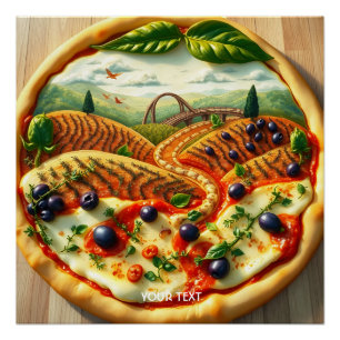Póster Paisagem Italiana Fantasy Cute Whimsical