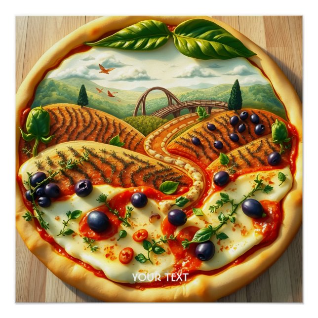 Póster Paisagem Italiana Fantasy Cute Whimsical (Frente)