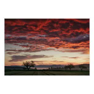 Póster Paisagem Linda do Céu Vermelho