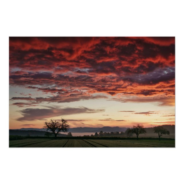Póster Paisagem Linda do Céu Vermelho (Frente)