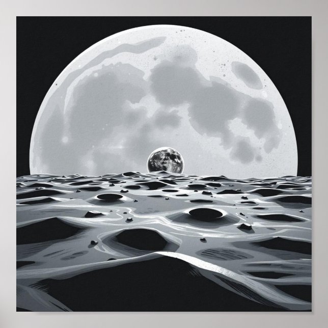 Poster Paisagem lunar minimalista (Frente)