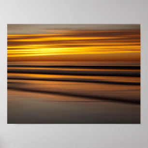 Poster Paisagem marinha abstrata ao pôr do sol, CA