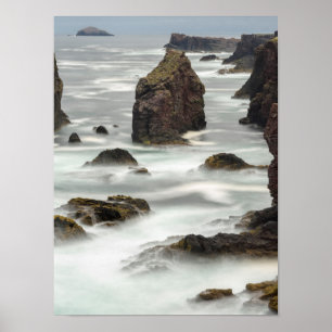 Poster Paisagem marinha e pináculos rochosos, Shetland