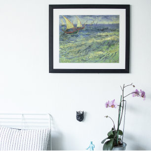 Poster Paisagem marinha em Saintes Maries por Vincent van