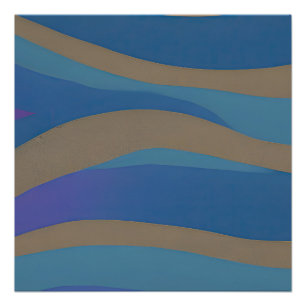 Póster Paisagem Marítima Abstrata Ondas Fragmentadas 12