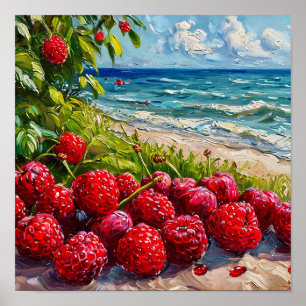 Poster Paisagem Marítima com Frambosas Natureza Surreal C