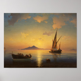 Poster Paisagem marítima da baía de Nápoles Ivan Aivazovs