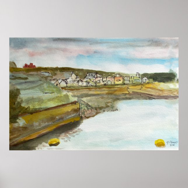 Poster Paisagem Marítima de Bude na Cornualha (Frente)