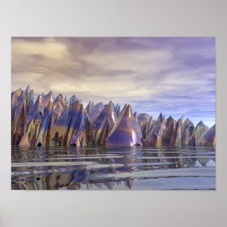 Poster Paisagem Metálica Futurista