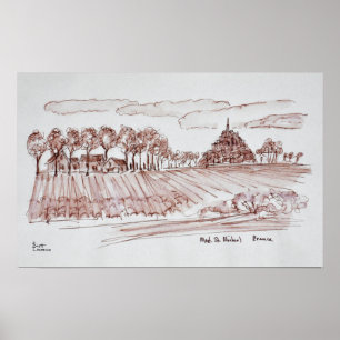 Póster Paisagem Mont Santo-Michel  Normandia, França