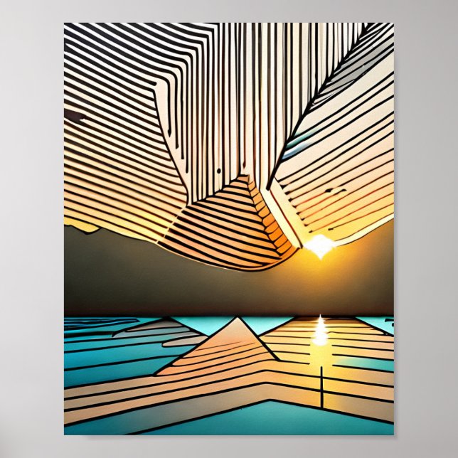 Poster Paisagem Montanhas Abstrato Sunset (Frente)