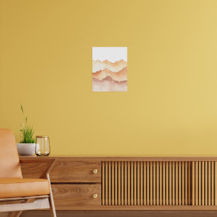 Poster Paisagem Montanhosa Abstrata em Aquarela em Terra