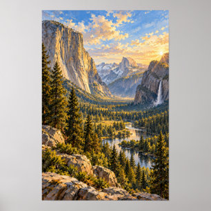 Poster Paisagem Montanhosa da Hora Dourada do Vale de Yos