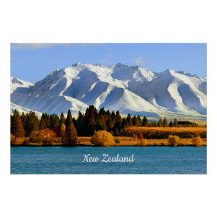 Póster Paisagem montanhosa da Nova Zelândia