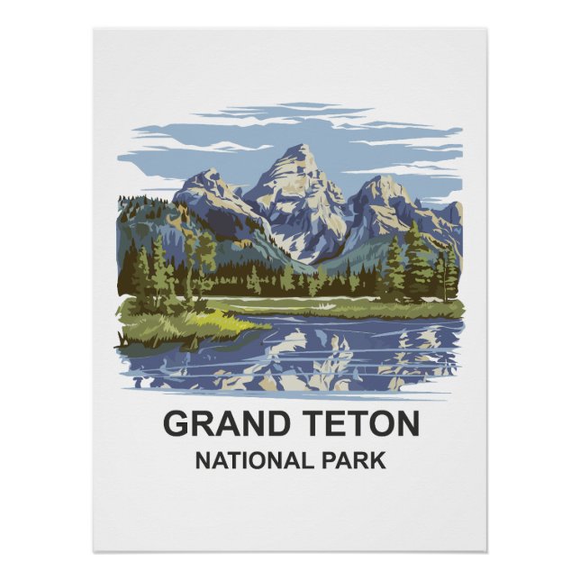 Póster Paisagem Nacional do Grande Teton (Frente)