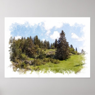 Poster Paisagem Natural - Aquarela