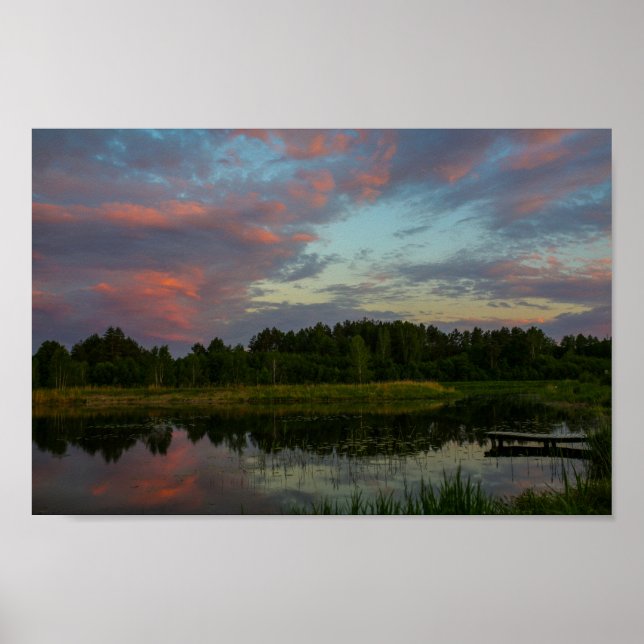 Poster Paisagem natural Cenário rural Lago Sunset (Frente)
