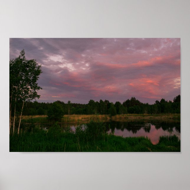 Poster Paisagem natural Cenário rural Lago Sunset (Frente)
