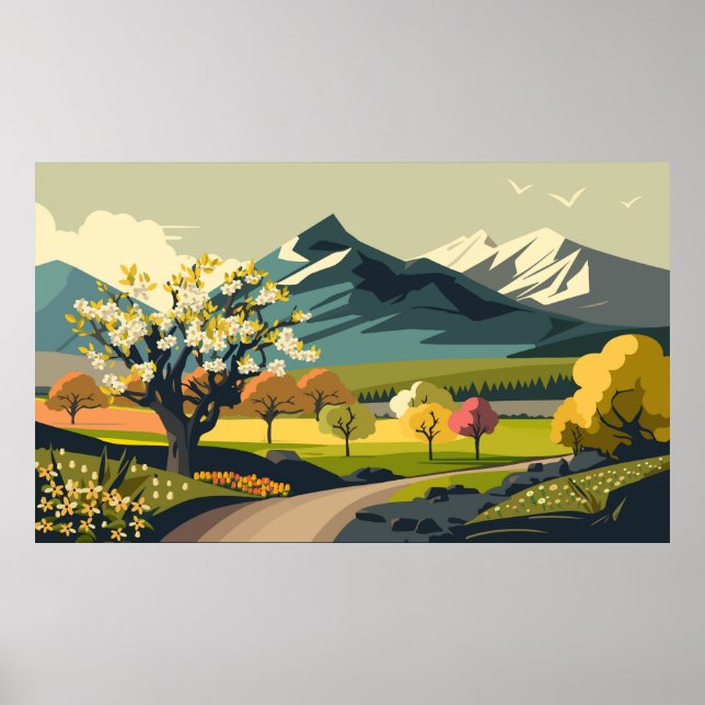 Poster Paisagem Natural da Primavera (Frente)