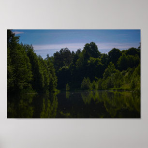 Poster Paisagem natural Planície rural Reflexão do lago